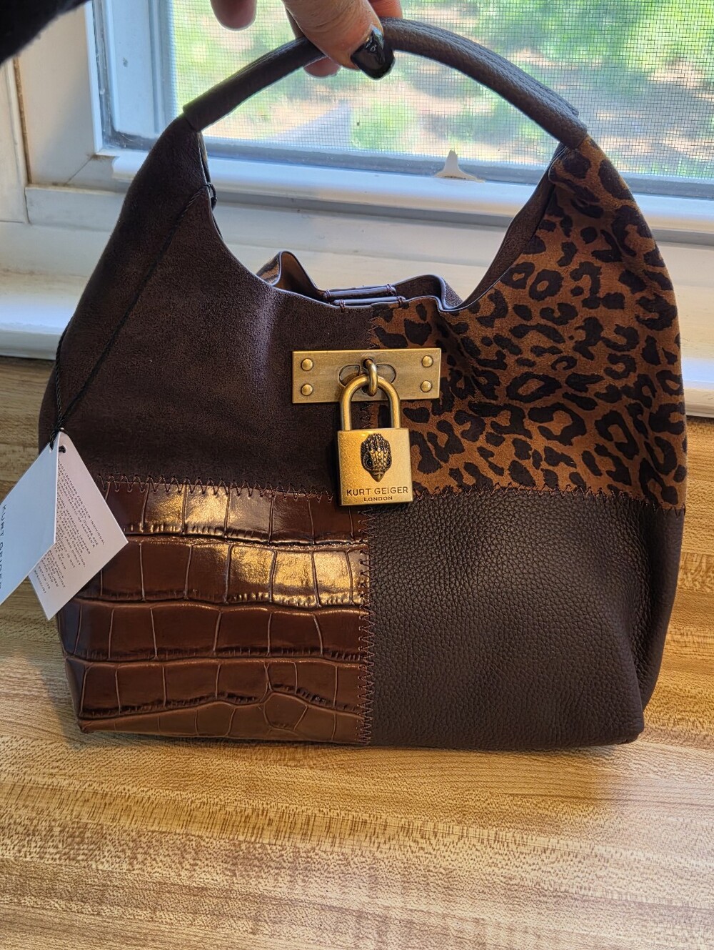 Kurt Geiger NWT Suede & Leopard Small Hobo Bag & Dustbag